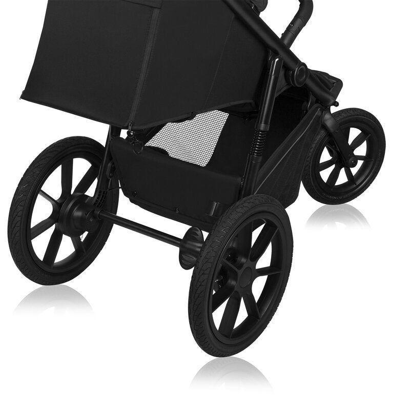 Carucior sport, Lionelo, Azura, Cu 3 roti, Cu baldachin XXL impermeabil, Pliere compacta, Pana la 22 kg, 6-48 luni, Conform cu standardele europene de securitate EN1888-1 si EN1888-2, Negru - gogobaby.ro