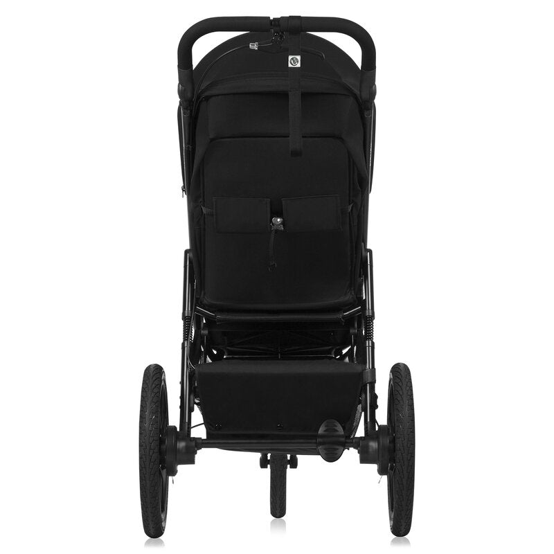 Carucior sport, Lionelo, Azura, Cu 3 roti, Cu baldachin XXL impermeabil, Pliere compacta, Pana la 22 kg, 6-48 luni, Conform cu standardele europene de securitate EN1888-1 si EN1888-2, Negru