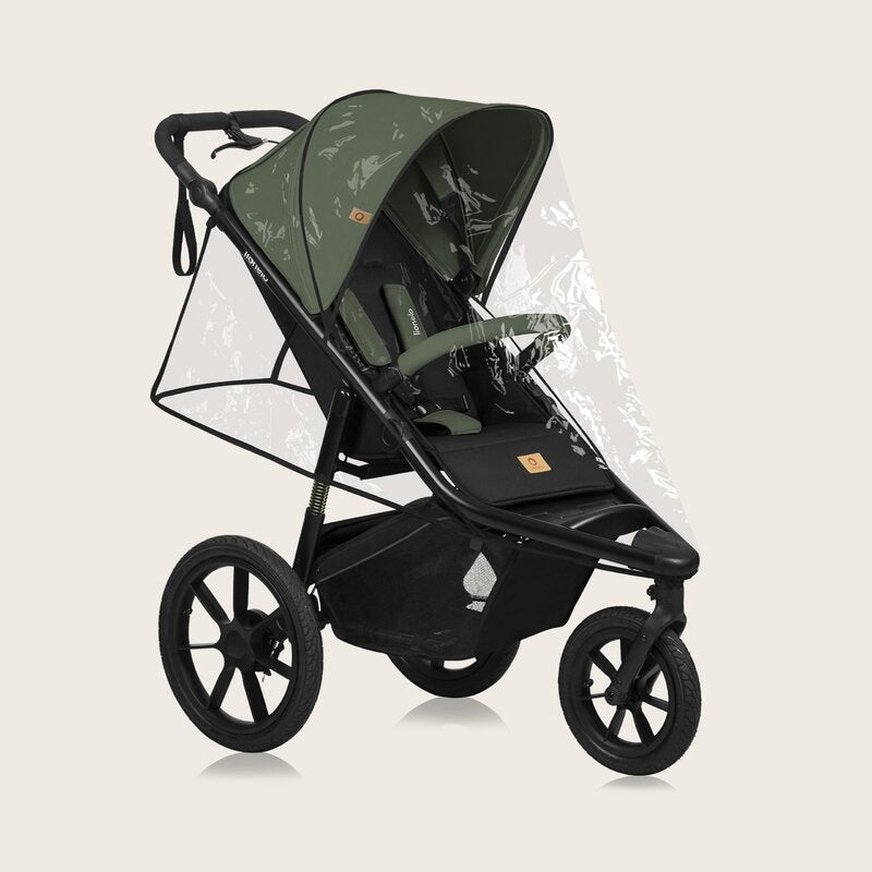 Carucior sport, Lionelo, Azura, Cu 3 roti, Cu baldachin XXL impermeabil, Pliere compacta, Pana la 22 kg, 6-48 luni, Conform cu standardele europene de securitate EN1888-1 si EN1888-2, Verde