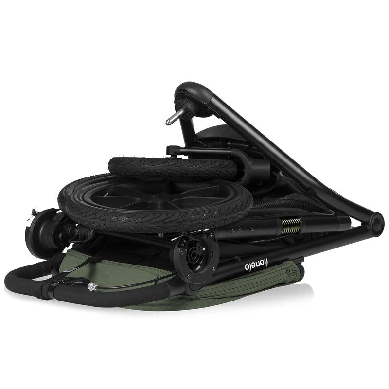 Carucior sport, Lionelo, Azura, Cu 3 roti, Cu baldachin XXL impermeabil, Pliere compacta, Pana la 22 kg, 6-48 luni, Conform cu standardele europene de securitate EN1888-1 si EN1888-2, Verde