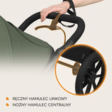 Carucior sport, Lionelo, Azura, Cu 3 roti, Cu baldachin XXL impermeabil, Pliere compacta, Pana la 22 kg, 6-48 luni, Conform cu standardele europene de securitate EN1888-1 si EN1888-2, Verde