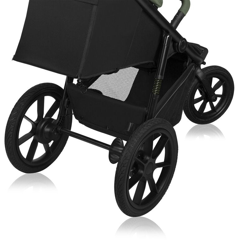 Carucior sport, Lionelo, Azura, Cu 3 roti, Cu baldachin XXL impermeabil, Pliere compacta, Pana la 22 kg, 6-48 luni, Conform cu standardele europene de securitate EN1888-1 si EN1888-2, Verde