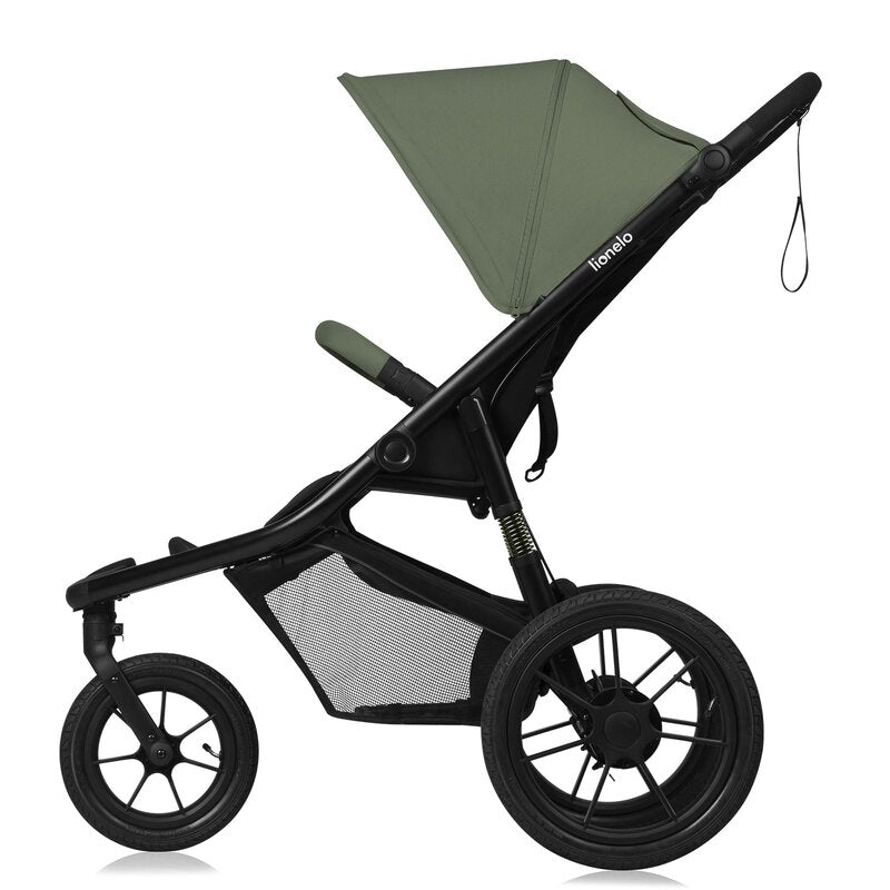 Carucior sport, Lionelo, Azura, Cu 3 roti, Cu baldachin XXL impermeabil, Pliere compacta, Pana la 22 kg, 6-48 luni, Conform cu standardele europene de securitate EN1888-1 si EN1888-2, Verde