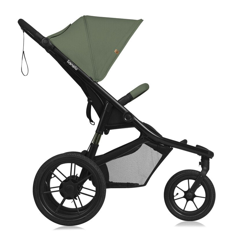 Carucior sport, Lionelo, Azura, Cu 3 roti, Cu baldachin XXL impermeabil, Pliere compacta, Pana la 22 kg, 6-48 luni, Conform cu standardele europene de securitate EN1888-1 si EN1888-2, Verde