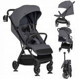 Carucior sport, Lionelo, Bess, Sustine 22 kg, 6 luni+, Capotina impermeabila si protectie SPF 50+, Include suport sticla, Pliere cu o singura mana, Maner pentru transport, Gri