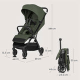 Carucior sport, Lionelo, Bess, Sustine 22 kg, 6 luni+, Capotina impermeabila si protectie SPF 50+, Include suport sticla, Pliere cu o singura mana, Maner pentru transport, Verde