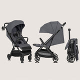 Carucior sport, Lionelo, Bess, Sustine 22 kg, 6 luni+, Capotina impermeabila si protectie SPF 50+, Include suport sticla, Pliere cu o singura mana, Maner pentru transport, Gri