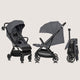 Carucior sport, Lionelo, Bess, Sustine 22 kg, 6 luni+, Capotina impermeabila si protectie SPF 50+, Include suport sticla, Pliere cu o singura mana, Maner pentru transport, Gri