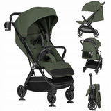 Carucior sport, Lionelo, Bess, Sustine 22 kg, 6 luni+, Capotina impermeabila si protectie SPF 50+, Include suport sticla, Pliere cu o singura mana, Maner pentru transport, Verde