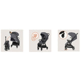Carucior sport, Lionelo, Bess, Sustine 22 kg, 6 luni+, Capotina impermeabila si protectie SPF 50+, Include suport sticla, Pliere cu o singura mana, Maner pentru transport, Gri