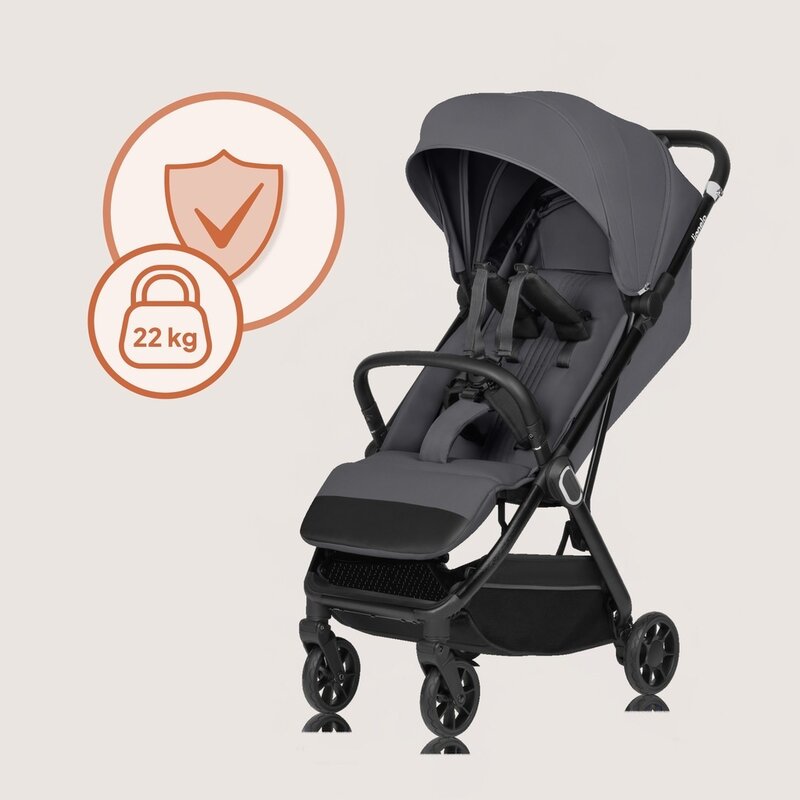 Carucior sport, Lionelo, Bess, Greutate redusa - 7.5 kg, Sustine 22 kg, 6 luni+, Capotina impermeabila, Protectie SPF 50+, Include suport sticla, Pliere cu o singura mana, Compact, Maner pentru transport, Conform cu EN1888-1 si EN1888-2, Gri - gogobaby.ro