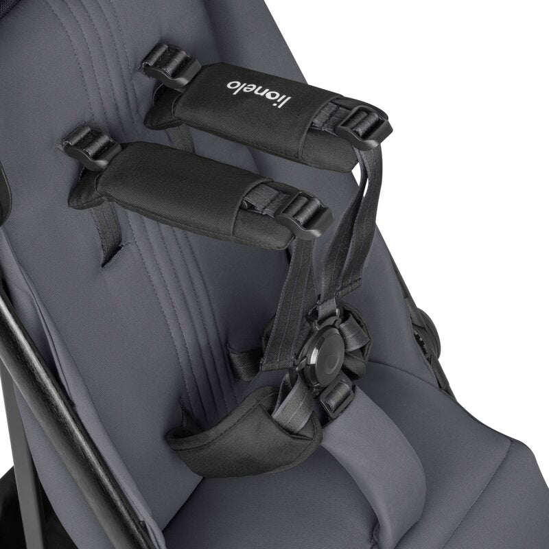 Carucior sport, Lionelo, Bess, Greutate redusa - 7.5 kg, Sustine 22 kg, 6 luni+, Capotina impermeabila, Protectie SPF 50+, Include suport sticla, Pliere cu o singura mana, Compact, Maner pentru transport, Conform cu EN1888-1 si EN1888-2, Gri - gogobaby.ro
