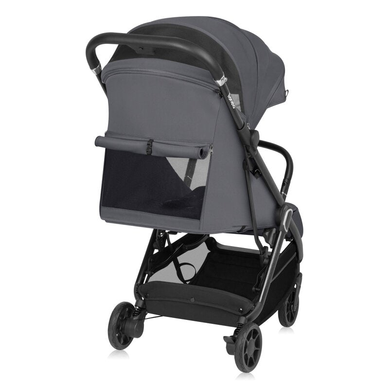 Carucior sport, Lionelo, Bess, Greutate redusa - 7.5 kg, Sustine 22 kg, 6 luni+, Capotina impermeabila, Protectie SPF 50+, Include suport sticla, Pliere cu o singura mana, Compact, Maner pentru transport, Conform cu EN1888-1 si EN1888-2, Gri - gogobaby.ro