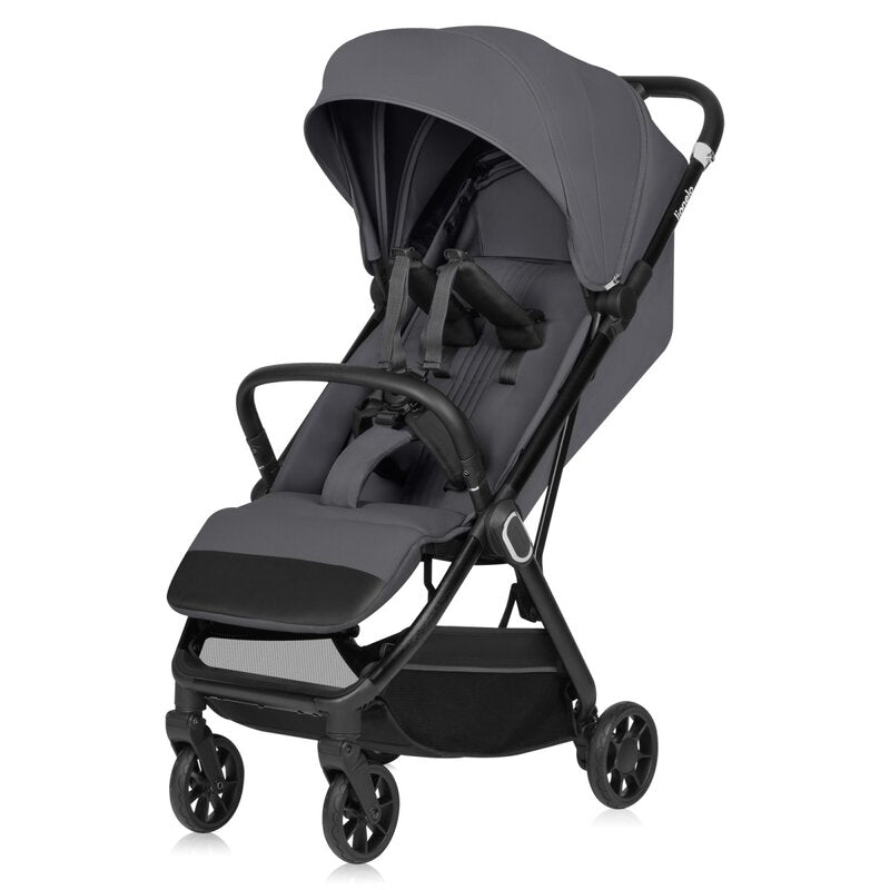 Carucior sport, Lionelo, Bess, Greutate redusa - 7.5 kg, Sustine 22 kg, 6 luni+, Capotina impermeabila, Protectie SPF 50+, Include suport sticla, Pliere cu o singura mana, Compact, Maner pentru transport, Conform cu EN1888-1 si EN1888-2, Gri - gogobaby.ro