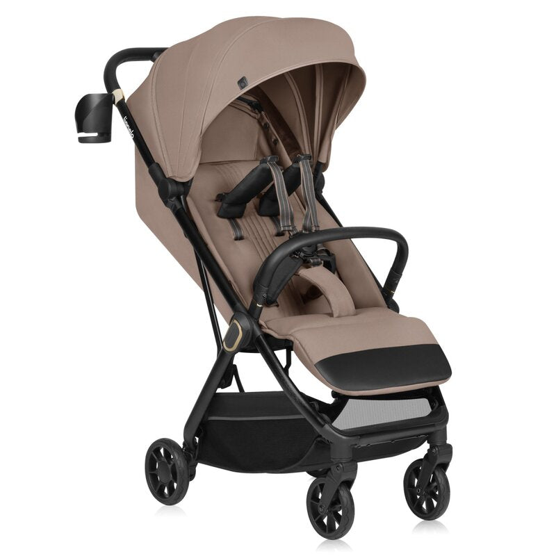 Carucior sport, Lionelo, Bess, Greutate redusa - 7.5 kg, Sustine 22 kg, 6 luni+, Capotina impermeabila, Protectie SPF 50+, Include suport sticla, Pliere cu o singura mana, Compact, Maner pentru transport, Conform cu EN1888-1 si EN1888-2, Bej - gogobaby.ro