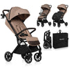 Carucior sport, Lionelo, Cloe, Cu accesorii, Cadru din aluminiu, Pana la 22 kg, Usor, Pliere compacta pentru avion, cu o singura mana, Ideal pentru toate tipurile de suprafete, 6 luni+, Bej
