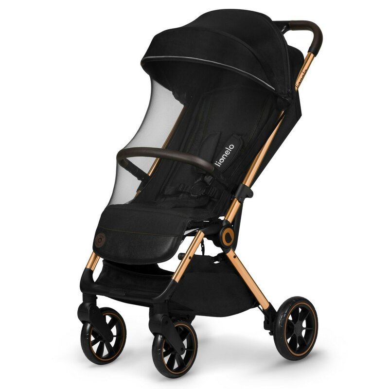 Carucior sport, Lionelo, Cloe, Cu accesorii, Cadru din aluminiu, Pana la 22 kg, Usor, Pliere compacta pentru avion, cu o singura mana, Ideal pentru toate tipurile de suprafete, 6 luni+, Black Onyx