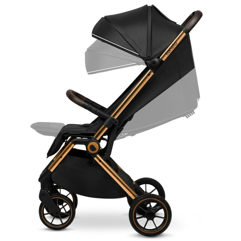 Carucior sport, Lionelo, Cloe, Cu accesorii, Cadru din aluminiu, Pana la 22 kg, Usor, Pliere compacta pentru avion, cu o singura mana, Ideal pentru toate tipurile de suprafete, 6 luni+, Black Onyx