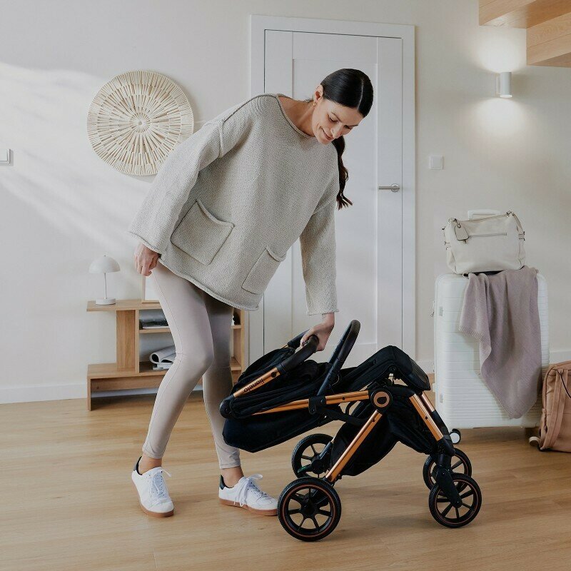 Carucior sport, Lionelo, Cloe, Cu accesorii, Cadru din aluminiu, Pana la 22 kg, Usor, Pliere compacta pentru avion, cu o singura mana, Ideal pentru toate tipurile de suprafete, 6 luni+, Black Onyx
