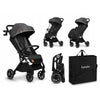 Carucior sport, Lionelo, Cloe, Cu accesorii, Cadru din aluminiu, Pana la 22 kg, Usor, Pliere compacta pentru avion, cu o singura mana, Ideal pentru toate tipurile de suprafete, 6 luni+, Gri