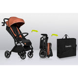 Carucior sport, Lionelo, Cloe, Cu accesorii, Cadru din aluminiu, Pana la 22 kg, Usor, Pliere compacta pentru avion, cu o singura mana, Ideal pentru toate tipurile de suprafete, 6 luni+, Maro