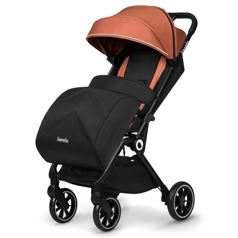 Carucior sport, Lionelo, Cloe, Cu accesorii, Cadru din aluminiu, Pana la 22 kg, Usor, Pliere compacta pentru avion, cu o singura mana, Ideal pentru toate tipurile de suprafete, 6 luni+, Maro