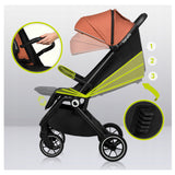 Carucior sport, Lionelo, Cloe, Cu accesorii, Cadru din aluminiu, Pana la 22 kg, Usor, Pliere compacta pentru avion, cu o singura mana, Ideal pentru toate tipurile de suprafete, 6 luni+, Maro