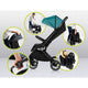 Carucior sport, Lionelo, Cloe, Cu accesorii, Cadru din aluminiu, Pana la 22 kg, Usor, Pliere compacta pentru avion, cu o singura mana, Ideal pentru toate tipurile de suprafete, 6 luni+, Verde Smarald
