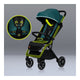 Carucior sport, Lionelo, Cloe, Cu accesorii, Cadru din aluminiu, Pana la 22 kg, Usor, Pliere compacta pentru avion, cu o singura mana, Ideal pentru toate tipurile de suprafete, 6 luni+, Verde Smarald