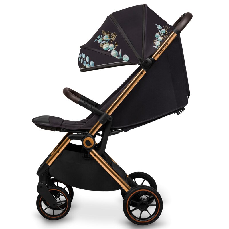 Carucior sport, Lionelo, Cloe, Golden Moments, Editie limitata, Cu accesorii, Cadru din aluminiu, Pana la 22 kg, Usor, Pliere compacta pentru avion, cu o singura mana, Ideal pentru toate tipurile de suprafete, 6 luni+, Negru