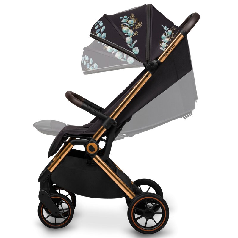 Carucior sport, Lionelo, Cloe, Golden Moments, Editie limitata, Cu accesorii, Cadru din aluminiu, Pana la 22 kg, Usor, Pliere compacta pentru avion, cu o singura mana, Ideal pentru toate tipurile de suprafete, 6 luni+, Negru - gogobaby.ro