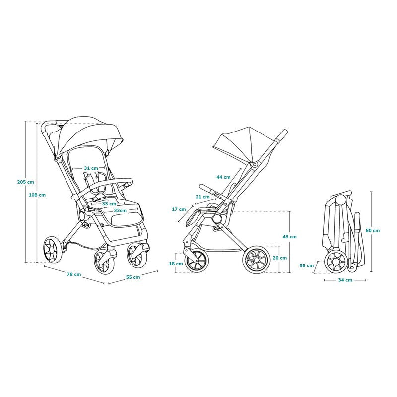 Carucior sport, Lionelo, Cloe, Golden Moments, Editie limitata, Cu accesorii, Cadru din aluminiu, Pana la 22 kg, Usor, Pliere compacta pentru avion, cu o singura mana, Ideal pentru toate tipurile de suprafete, 6 luni+, Negru