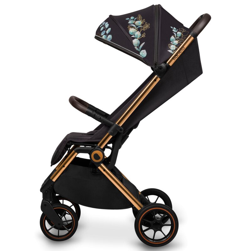Carucior sport, Lionelo, Cloe, Golden Moments, Editie limitata, Cu accesorii, Cadru din aluminiu, Pana la 22 kg, Usor, Pliere compacta pentru avion, cu o singura mana, Ideal pentru toate tipurile de suprafete, 6 luni+, Negru
