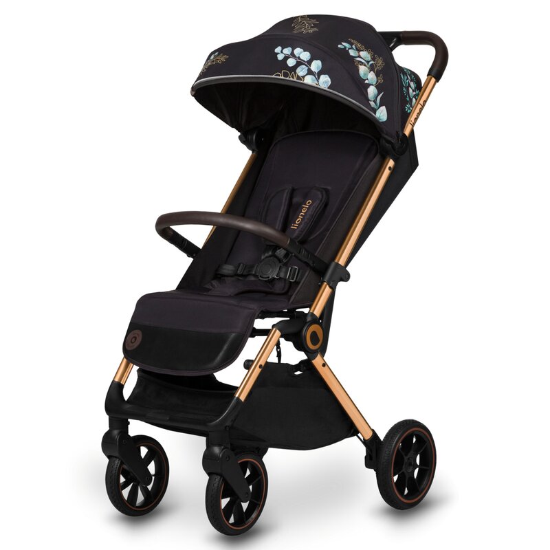Carucior sport, Lionelo, Cloe, Golden Moments, Editie limitata, Cu accesorii, Cadru din aluminiu, Pana la 22 kg, Usor, Pliere compacta pentru avion, cu o singura mana, Ideal pentru toate tipurile de suprafete, 6 luni+, Negru