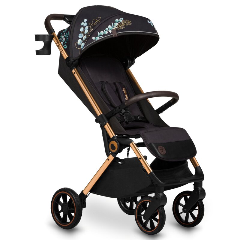 Carucior sport, Lionelo, Cloe, Golden Moments, Editie limitata, Cu accesorii, Cadru din aluminiu, Pana la 22 kg, Usor, Pliere compacta pentru avion, cu o singura mana, Ideal pentru toate tipurile de suprafete, 6 luni+, Negru - gogobaby.ro