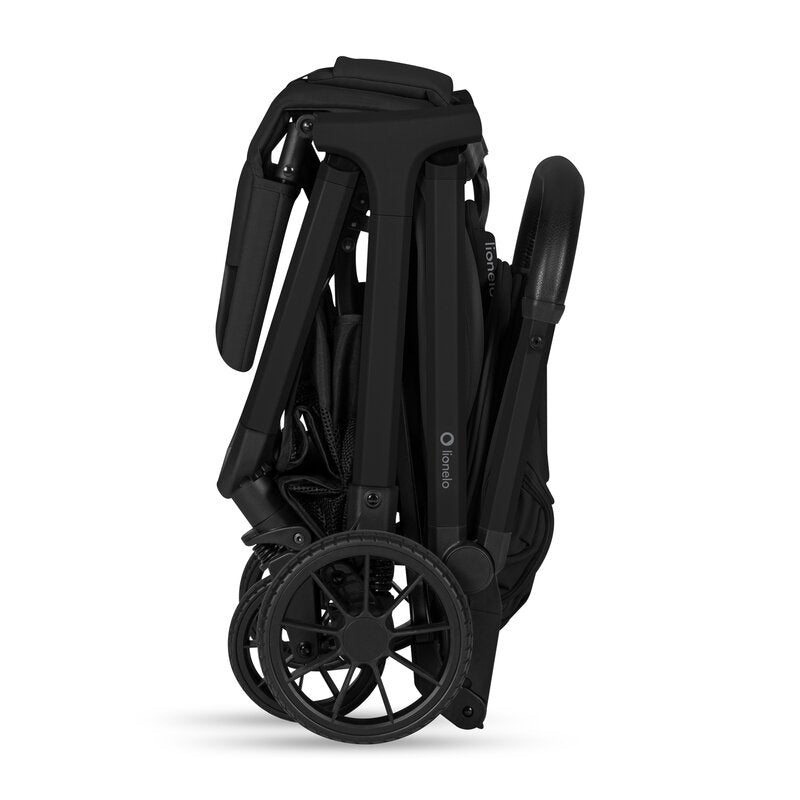 Carucior sport, Lionelo, Cloe Plus, Cu accesorii, Cadru din aluminiu, Pana la 22 kg, Usor, Pliere compacta pentru avion, cu o singura mana, Ideal pentru toate tipurile de suprafete, 6 luni+, Negru