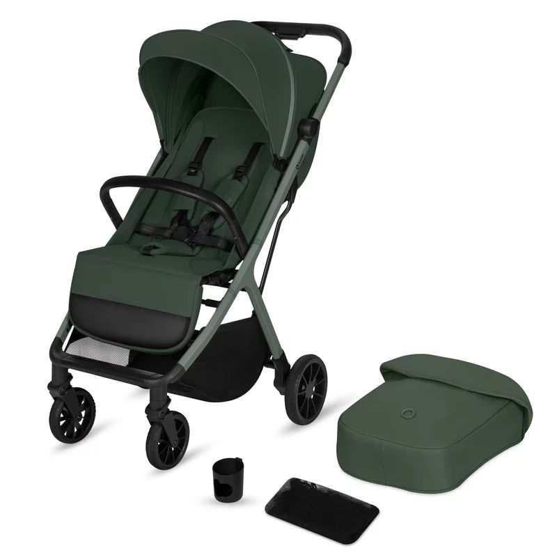 Carucior sport, Lionelo, Cloe Plus, Cu accesorii, Cadru din aluminiu, Pana la 22 kg, Usor, Pliere compacta pentru avion, cu o singura mana, Ideal pentru toate tipurile de suprafete, 6 luni+, Verde