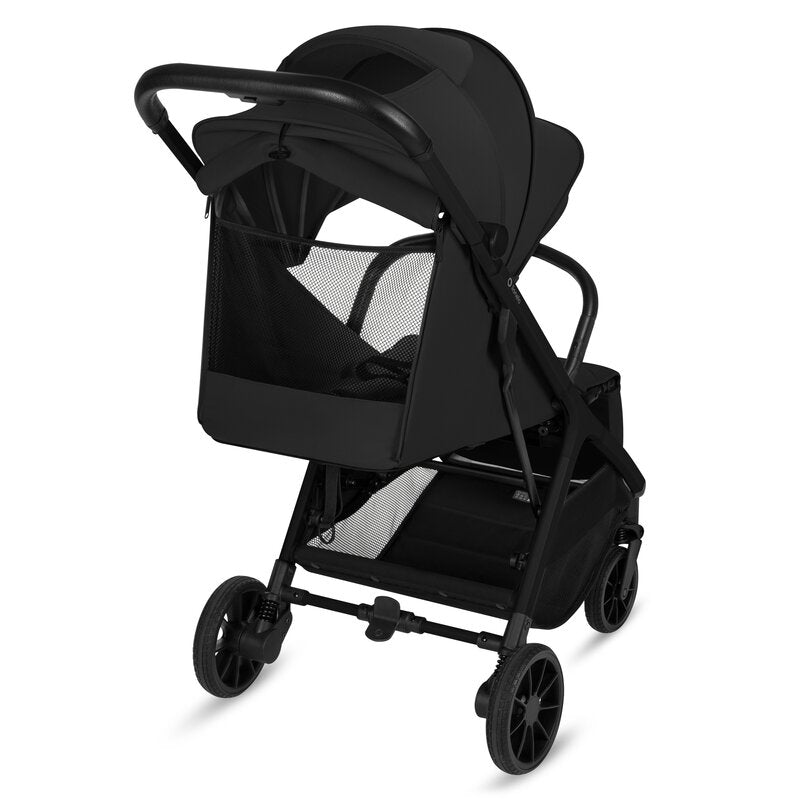 Carucior sport, Lionelo, Cloe Plus, Cu accesorii, Cadru din aluminiu, Pana la 22 kg, Usor, Pliere compacta pentru avion, cu o singura mana, Ideal pentru toate tipurile de suprafete, 6 luni+, Negru