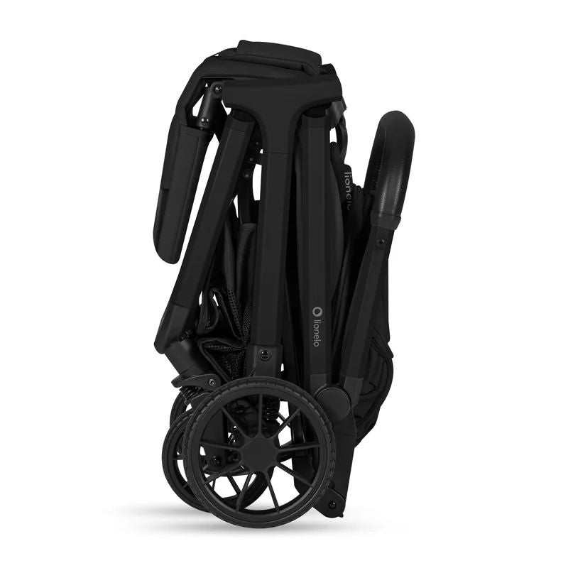 Carucior sport, Lionelo, Cloe Plus, Cu accesorii, Cadru din aluminiu, Pana la 22 kg, Usor, Pliere compacta pentru avion, cu o singura mana, Ideal pentru toate tipurile de suprafete, 6 luni+, Negru
