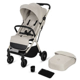 Carucior sport, Lionelo, Cloe Plus, Cu accesorii, Cadru din aluminiu, Pana la 22 kg, Usor, Pliere compacta pentru avion, cu o singura mana, Ideal pentru toate tipurile de suprafete, 6 luni+, Bej