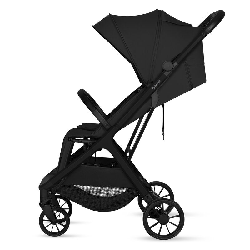 Carucior sport, Lionelo, Cloe Plus, Cu accesorii, Cadru din aluminiu, Pana la 22 kg, Usor, Pliere compacta pentru avion, cu o singura mana, Ideal pentru toate tipurile de suprafete, 6 luni+, Negru