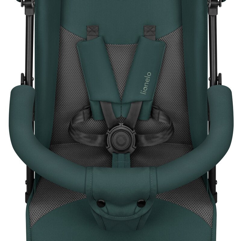 Carucior sport, Lionelo, Elia, Cu plasa de tantari, Suport de picioare reglabil, Spatar ajustabil in 4 pozitii, Capotina XXL, Pliere tip umbrela, Capacitate 15 kg, 6 luni+, EN 1888, Verde grafit