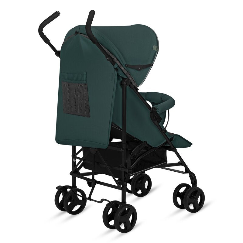 Carucior sport, Lionelo, Elia, Cu plasa de tantari, Suport de picioare reglabil, Spatar ajustabil in 4 pozitii, Capotina XXL, Pliere tip umbrela, Capacitate 15 kg, 6 luni+, EN 1888, Verde grafit