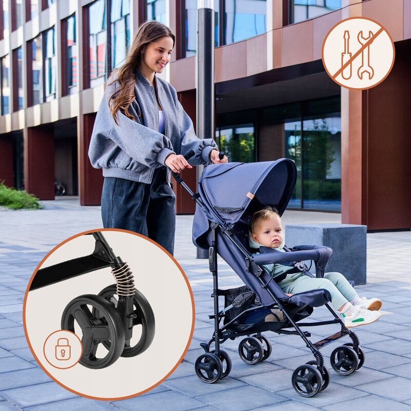 Carucior sport, Lionelo, Elia, Cu plasa de tantari, Suport de picioare reglabil, Spatar ajustabil in 4 pozitii, Capotina XXL, Pliere tip umbrela, Capacitate 15 kg, 6 luni+, EN 1888, Verde grafit