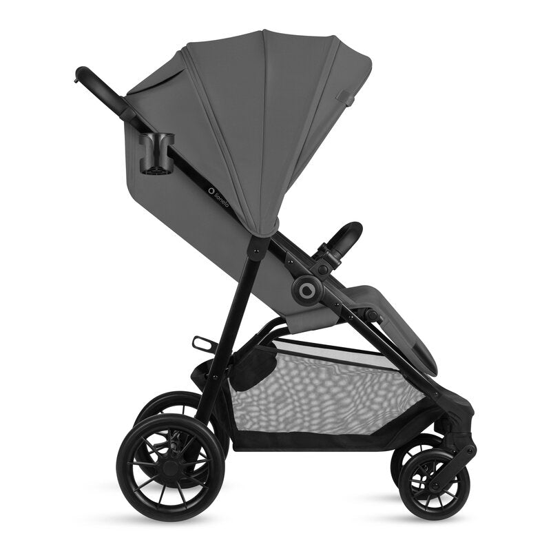 Carucior sport, Lionelo, Emerald, Pliere cu o mana, Copertina XXL UPF50+, Spatar reglabil, Suspensie completa, Roti EVA, 6- 48 luni, Pana la 22 kg, Gri