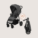 Carucior sport, Lionelo, Emerald, Pliere cu o mana, Copertina XXL UPF50+, Spatar reglabil, Suspensie completa, Roti EVA, 6- 48 luni, Pana la 22 kg, Gri