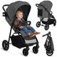Carucior sport, Lionelo, Emerald, Pliere cu o mana, Copertina XXL UPF50+, Spatar reglabil, Suspensie completa, Roti EVA, 6- 48 luni, Pana la 22 kg, Gri