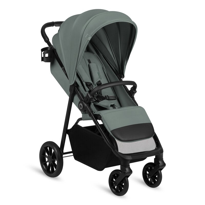 Carucior sport, Lionelo, Emerald, Pliere cu o mana, Copertina XXL UPF50+, Spatar reglabil, Suspensie completa, Roti EVA, 6- 48 luni, Pana la 22 kg, Verde