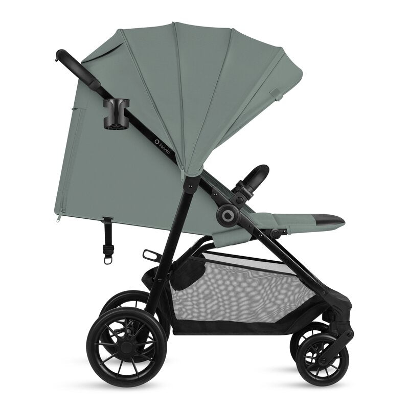Carucior sport, Lionelo, Emerald, Pliere cu o mana, Copertina XXL UPF50+, Spatar reglabil, Suspensie completa, Roti EVA, 6- 48 luni, Pana la 22 kg, Verde