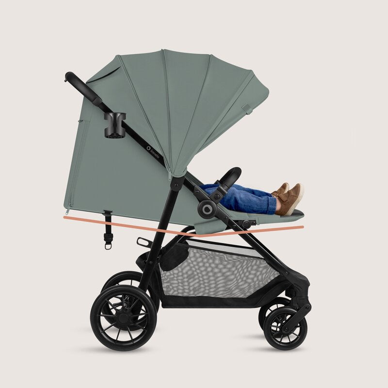 Carucior sport, Lionelo, Emerald, Pliere cu o mana, Copertina XXL UPF50+, Spatar reglabil, Suspensie completa, Roti EVA, 6- 48 luni, Pana la 22 kg, Verde